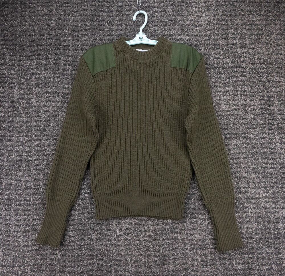DSCP Valor Collection Sweater Mens 40 US Small Green Wool Ribbed Pullover Army